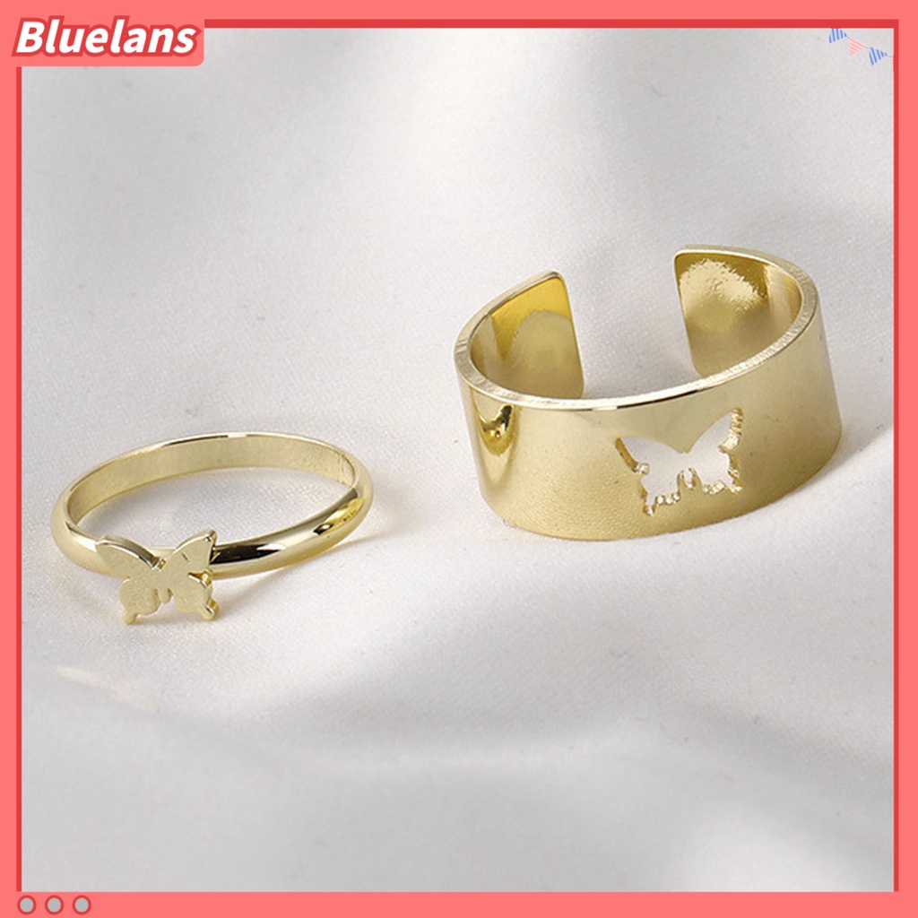 [BLS] 2pcs /Set Cincin Pasangan Warna Solid Yang Sesuai Dengan Cincin Gaya Punk Bentuk Bulan Cincin Pernikahan Hadiah Ulang Tahun