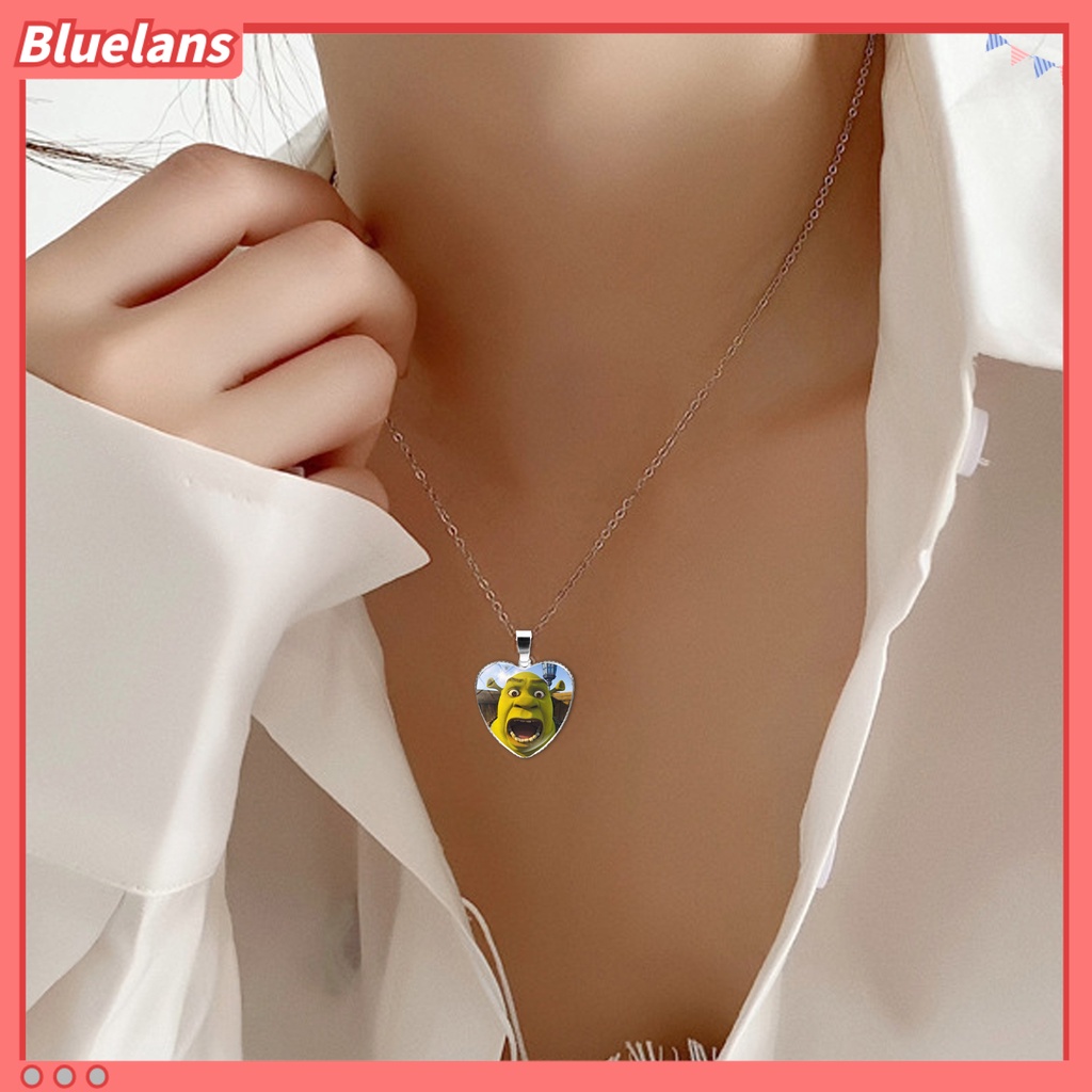 [BLS] Liontin Kalung Hati Motif Kartun Shrek Perhiasan Kilau Cerah Kalung Dapat Disesuaikan Untuk Ulang Tahun