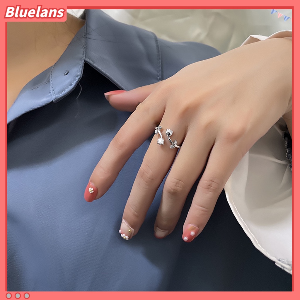[BLS] Wanita Cincin Temperamen Berlian Imitasi Mengkilap Hias Berkilau Pembukaan Yang Dapat Disesuaikan Hadiah Hias Wanita Elegan Tulip Jari Cincin Perhiasan Pesta Untuk Pacaran