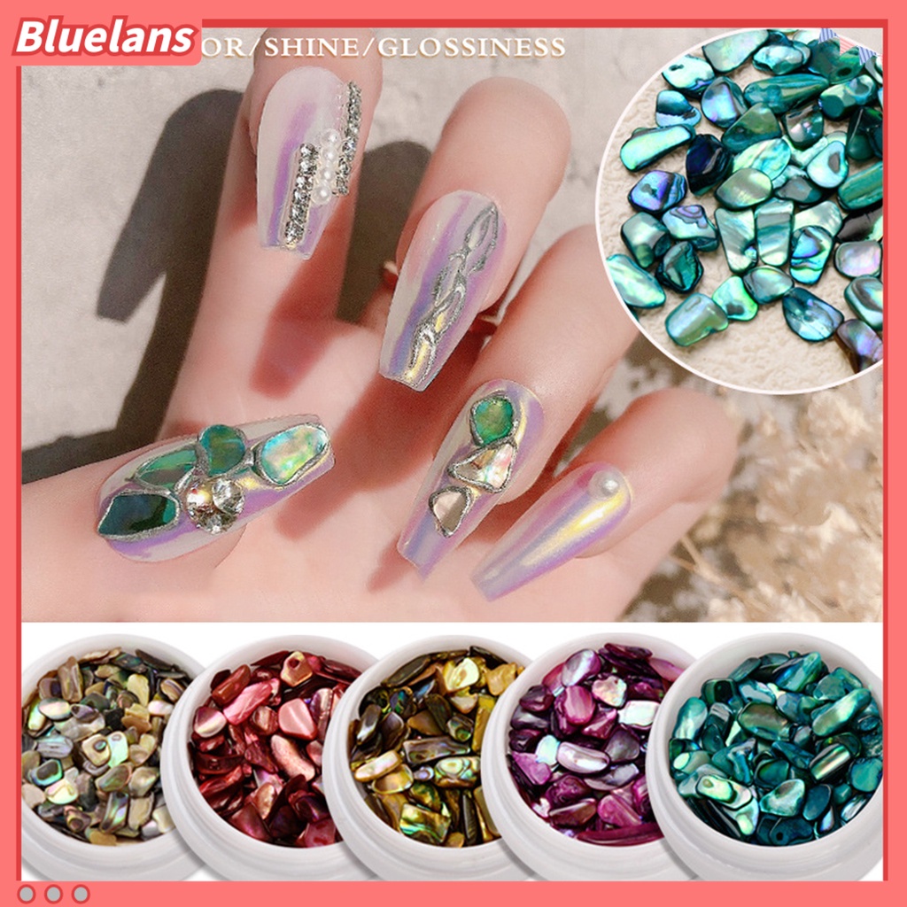 [BLM] Shell Dekorasi Kuku Warna-Warni Alami Abalone Shell Tipis Irisan 3D Nail Art Pesona Manicure Craft Hiasan Perlengkapan Kuku