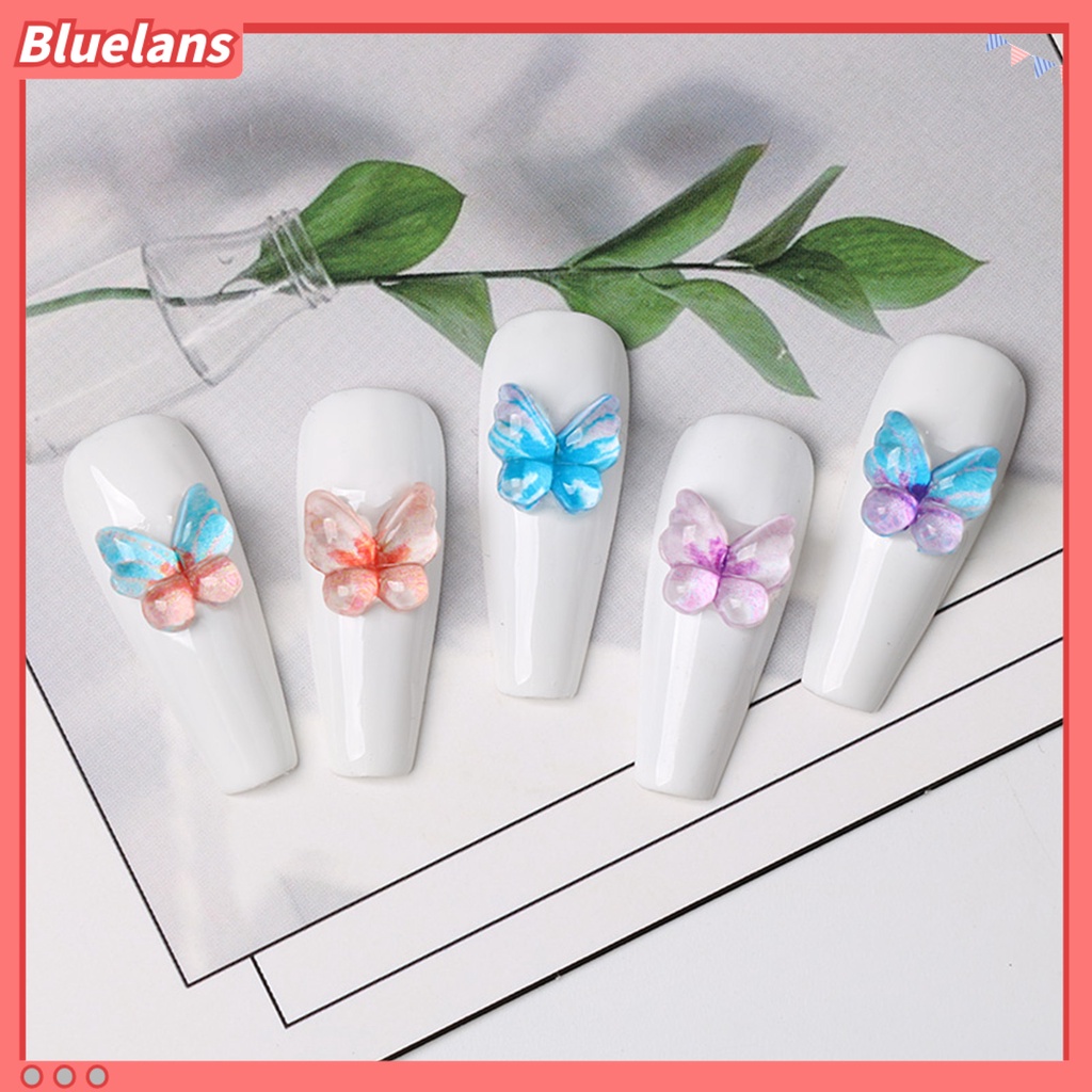 [BLM] 1tas Pesona Nail Art Warna Permen Mudah Tempel Manicure Dekorasi Resin Warna-Warni Perhiasan Kuku Butterfly Nail Art Decor Untuk Wanita Gadis