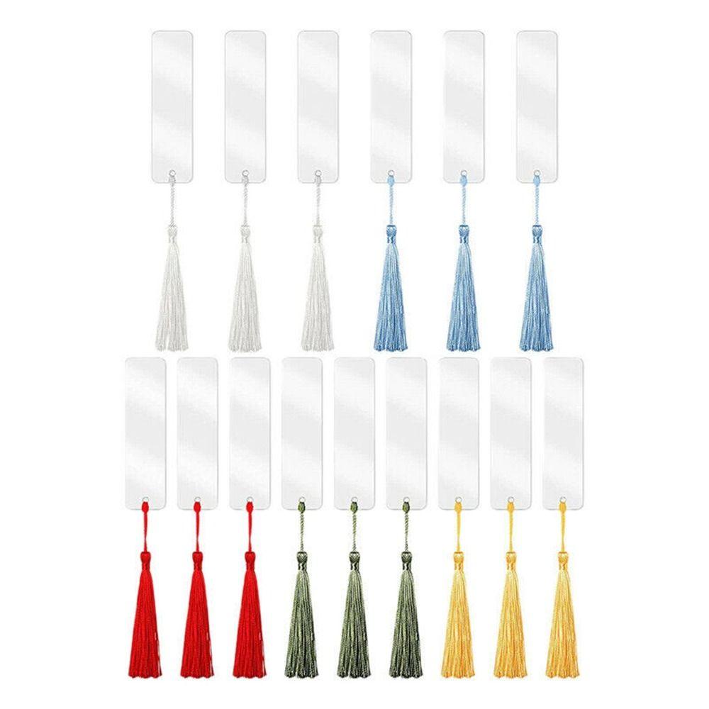 Nanas 15Pcs /Set Kosong Bookmark Persegi Panjang Unfinished Handmade Rumbai Berwarna