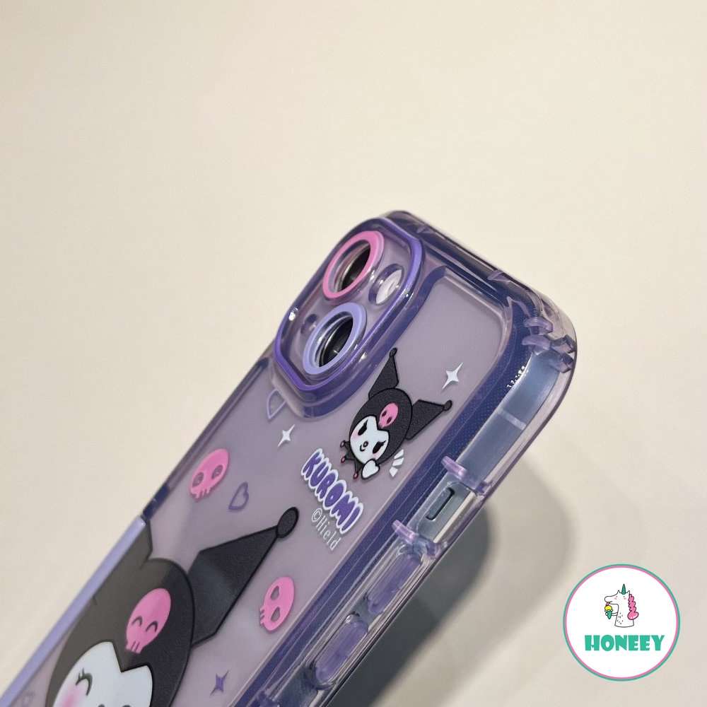 IPHONE Kawaii Sanrio Kuromi Invisible Stand Phone Case Untuk Iphone14 Pro Max Case Untuk Iphone11 12 13 Pro Max Kartun Anti-Drop Back Cover