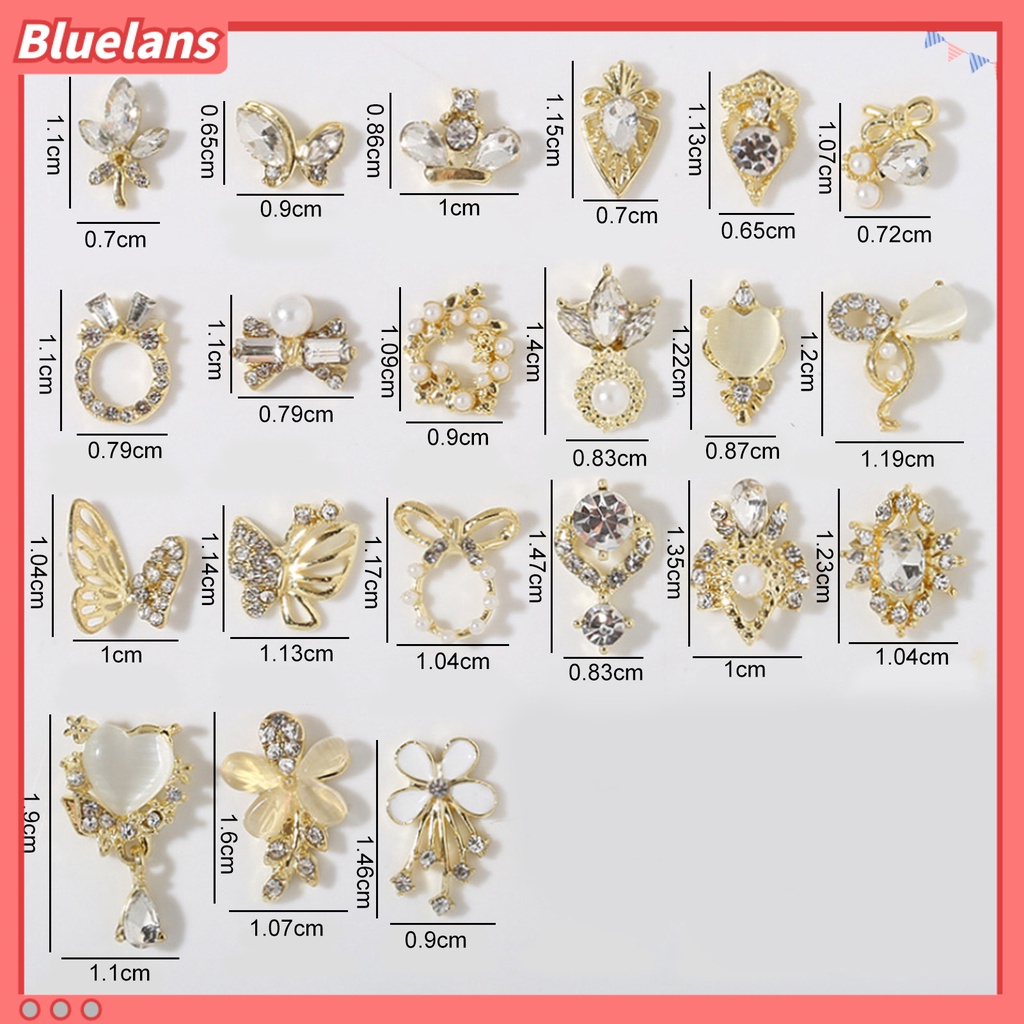 [BLM] 10pcs Manicure Decor Tiga Dimensi Bersinar Mempesona Efek Visual DIY Alloy Butterfly Heart Water Drop Garland Nail Charm Nail Salon Supply