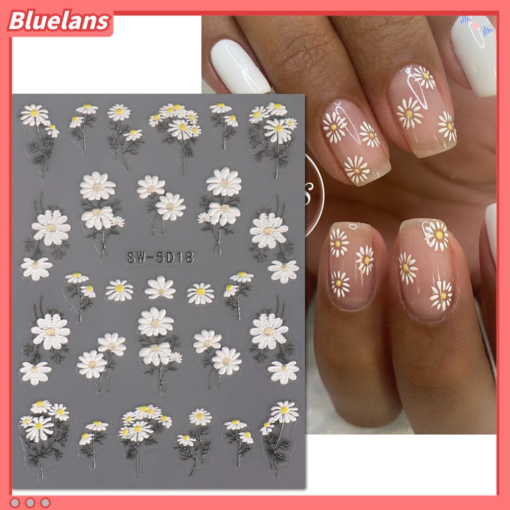 [BLM] Stiker Nail Art Tiga Dimensi 5D Relief Perekat Diri Tidak Luntur DIY Musim Semi Musim Panas Bunga Matahari Pola Bunga Manikur Stiker Salon Kuku Pasokan