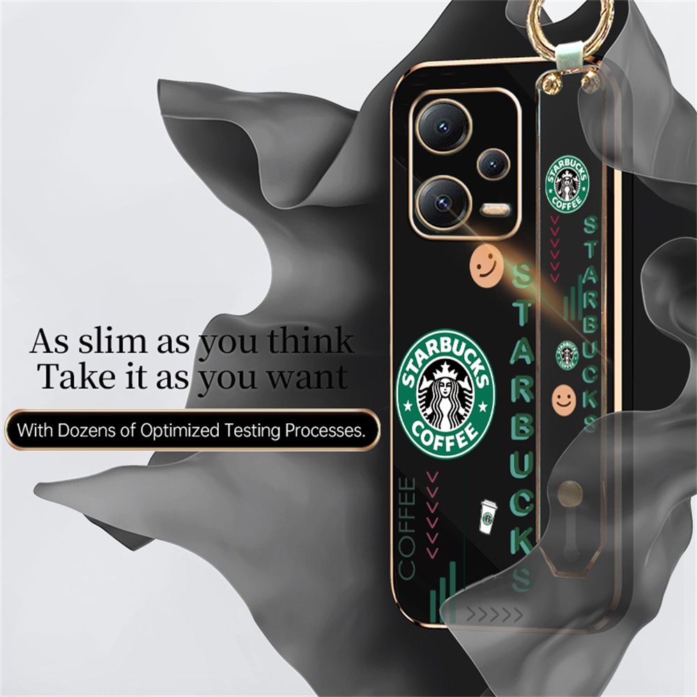 Luxury Case Samsung A32 4G A22 A21S A23 A12 A11 A10 A20 A20s A30 A50 A51 A71 A72 A53 M22 M32 M12 Starbucks Stand Lipat Holder Plating Fashion Karet Soft Cover