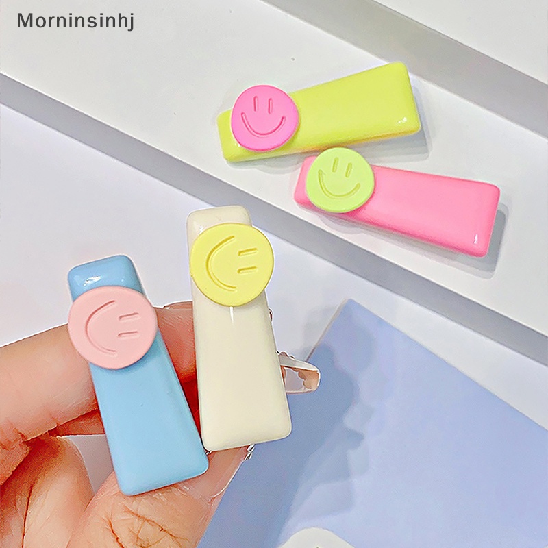 Mornin Kreatif Logam Permen Warna Resin Wajah Tersenyum Klip Rambut Untuk Gadis Wanita Lucu Kawaii Color Bulat Jepit Rambut Aksesoris Fashion Hadiah id