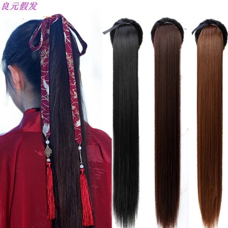Rambut Palsu Ponytail Ikat Lurus Panjang 50cm
