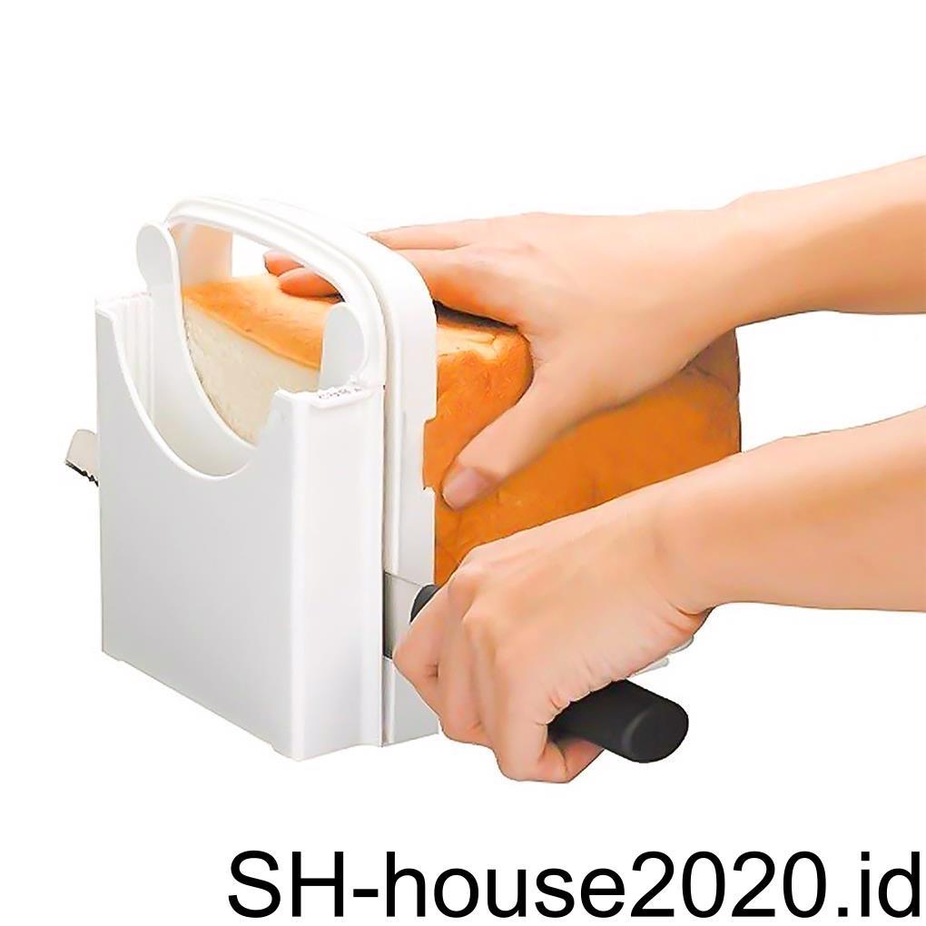 Toast Slicer Foldable 4gear Adjustable Slicing Perlengkapan Memanggang Panduan Pemotongan Serbaguna Dengan Nampan Remah Untuk Homemade