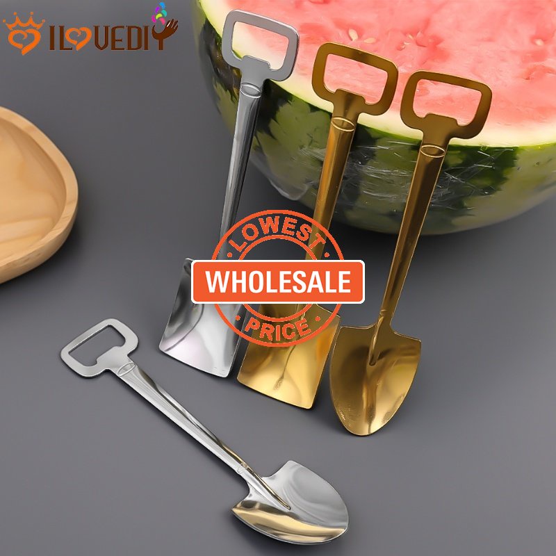 [Harga Grosir] Sendok Salad Susu Non-slip Sendok Garpu Stainless Steel Halus Pegangan Mudah Pembuka Botol Mudah Dibersihkan Dessert Shovel ladle Polished Cake Fruit Gali Spoon