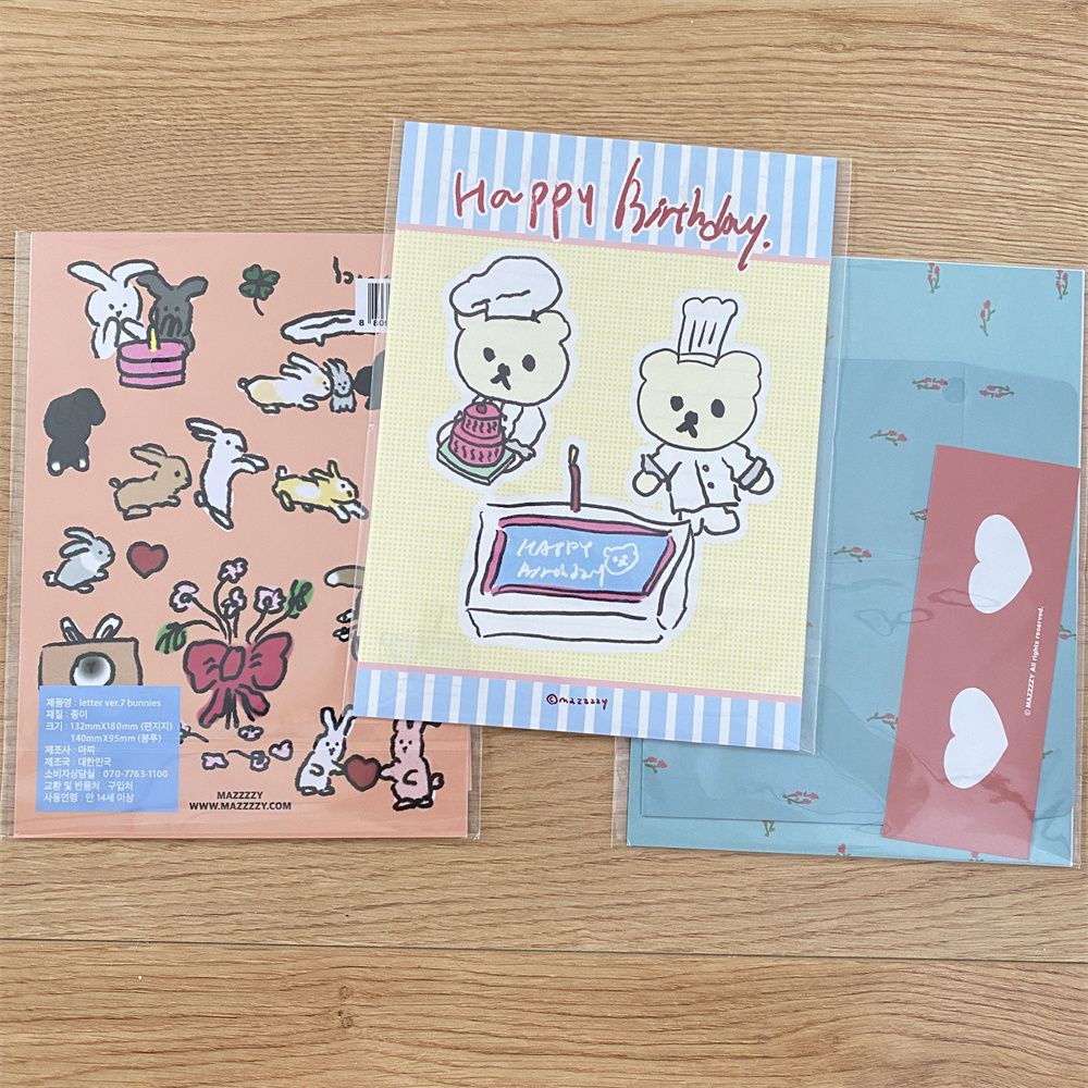 Ins Baking Bear Bunny Amplop Alat Tulis Stiker Set Lucu Romantis Ulang Tahun Berkah Surat Cinta Pasangan Teman