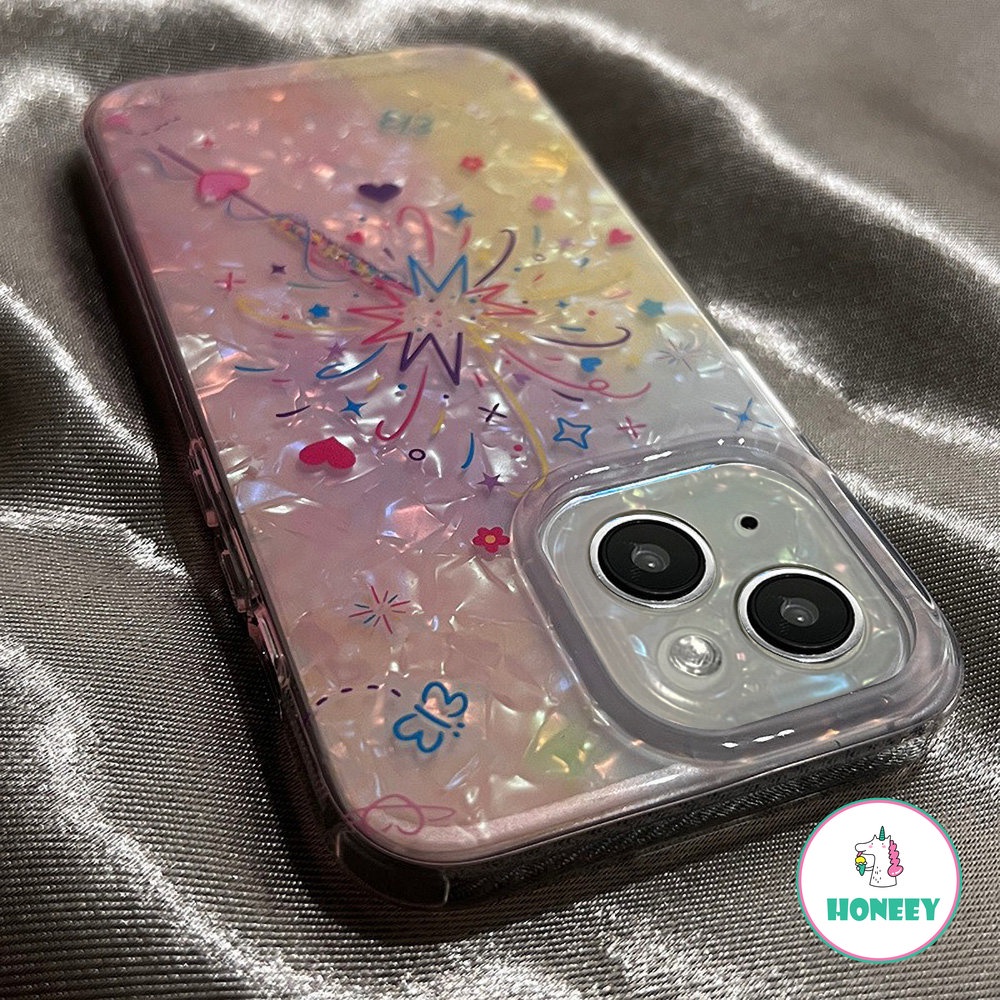 Deluxe Shell Pattern Kembang Api Warna-Warni Casing Ponsel Untuk iPhone 14 Pro Max13 12 11 Pro Max Shockproof Soft Phone Cover