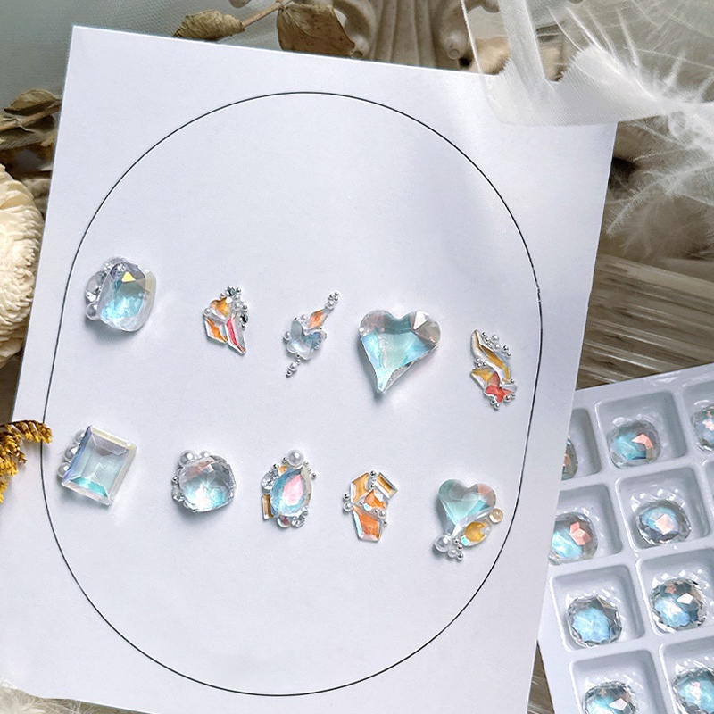 20pcs Kristal Bentuk Campur Nail Art Berlian Imitasi Kualitas Tinggi Batu Permata Set DIY 3D Kaca Manicure Dekorasi