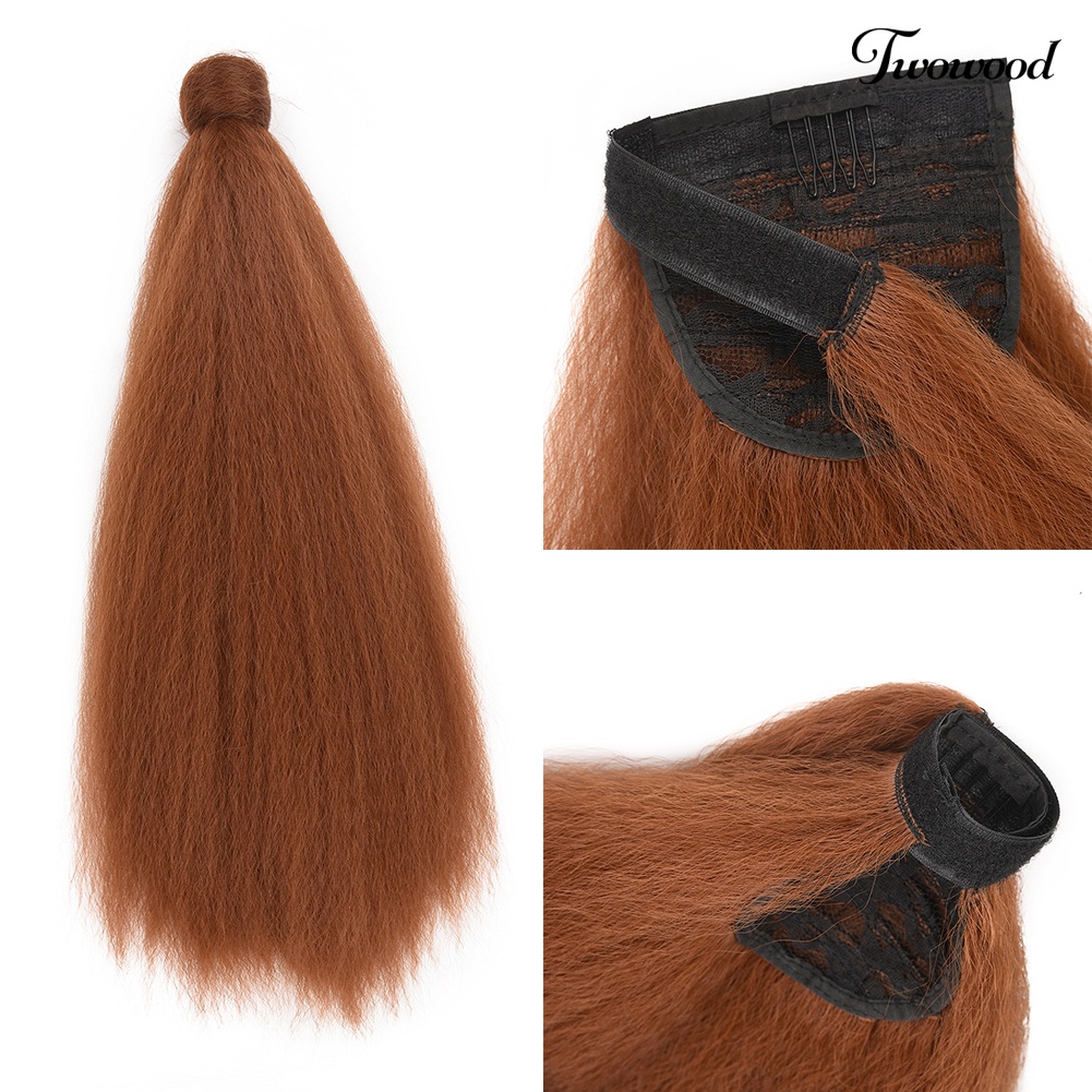 Twowood 55cm Wanita Berbulu Panjang Sintetis Pony Tail Afrika Wig Rambut Ekstensi Sopak