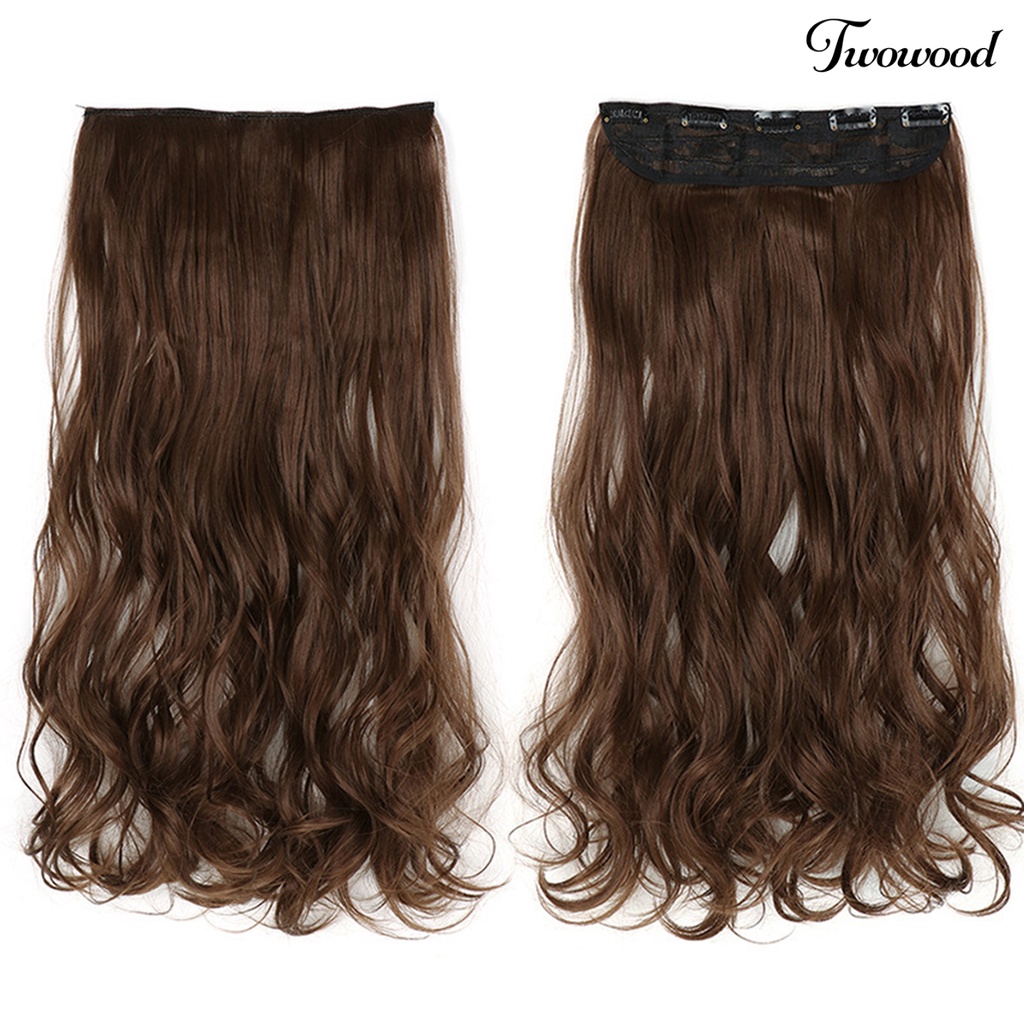 Twowood Wig Piece Tidak Jatuh Halus Lembut Berbulu Meningkatkan Volume Rambut Alami 5klip Panjang Riak Air Suhu Tinggi Kawat Wig Klip Modelling Supply