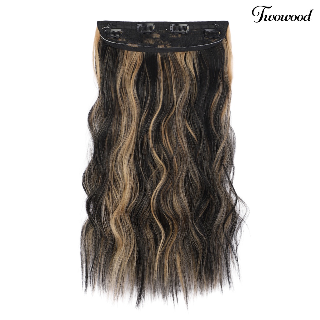 Twowood Faux Hair Curly Adjustable Realistis Alami Suhu Tinggi Serat Hiasan Kepala Halus Wanita Panjang Rambut Ekstensi Wig Sopak Penggunaan Sehari-Hari