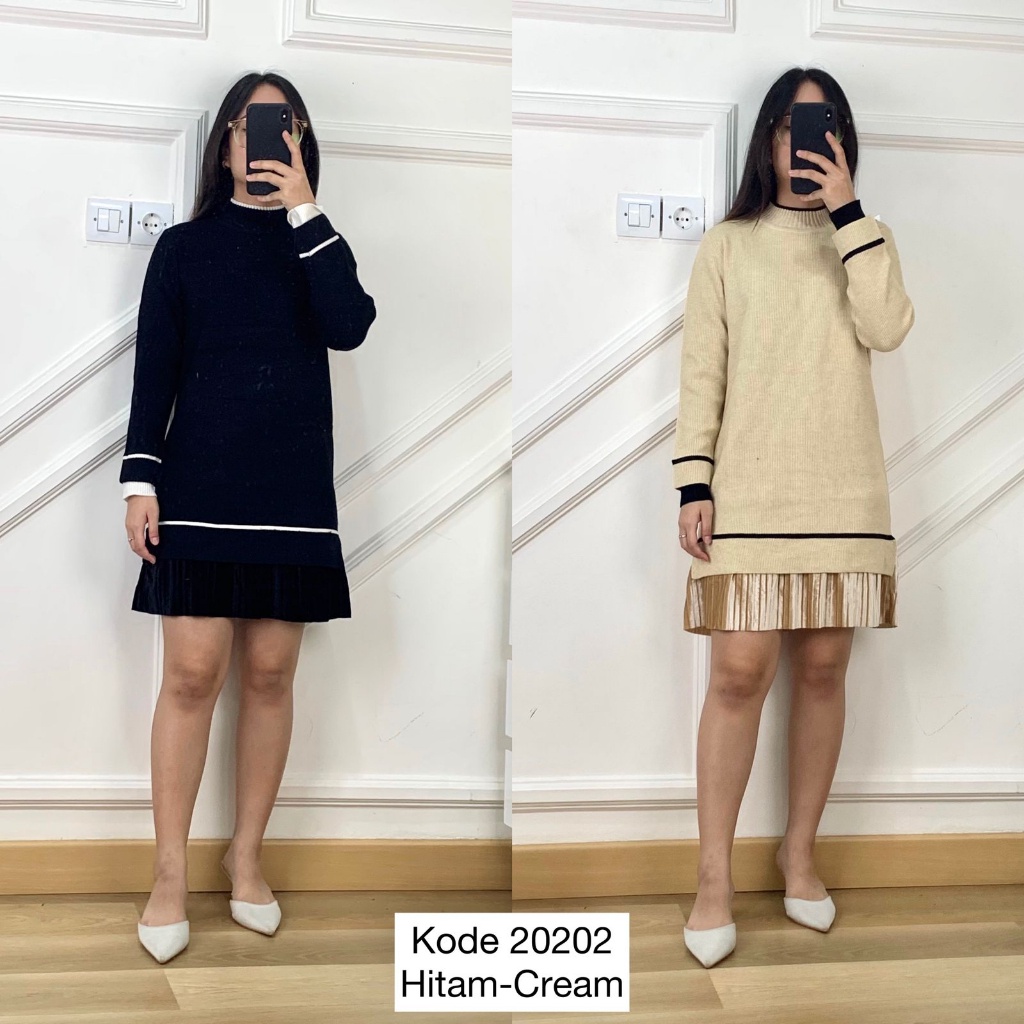Baju Dress Korea I Dres Wanita Korea I Dress Simple Elegan I Atasan Dress Wanita