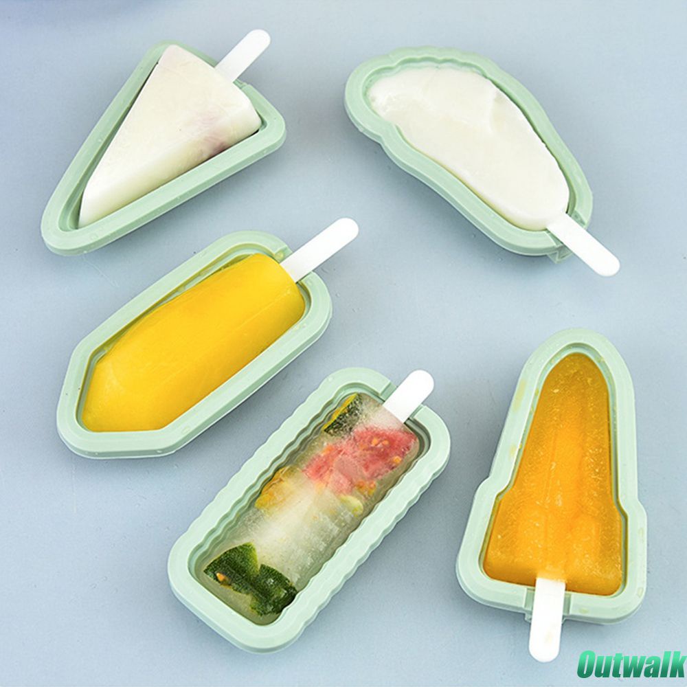Cetakan Pembuat Es Krim Silikon, Aksesori Dapur Buatan Rumah, Cetakan Es Krim Bentuk Kaki, dengan Stiker Penutup Pp