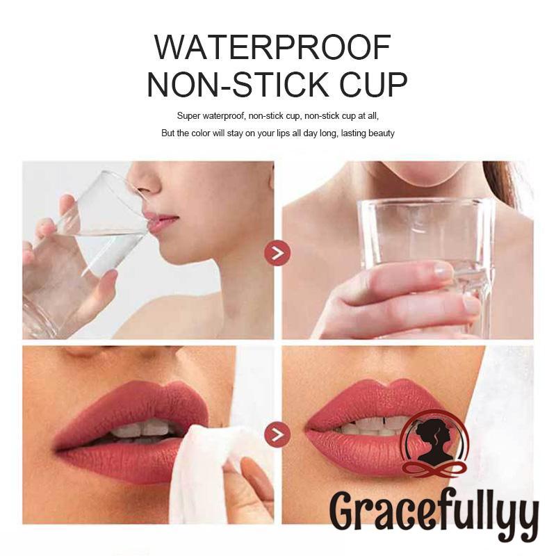 [COD]KEKEMOOD Lip Gloss Strawberry Bear Lip Glaze Matte Moisturizing Lip Mud Tahan Air Tahan Lama-GY