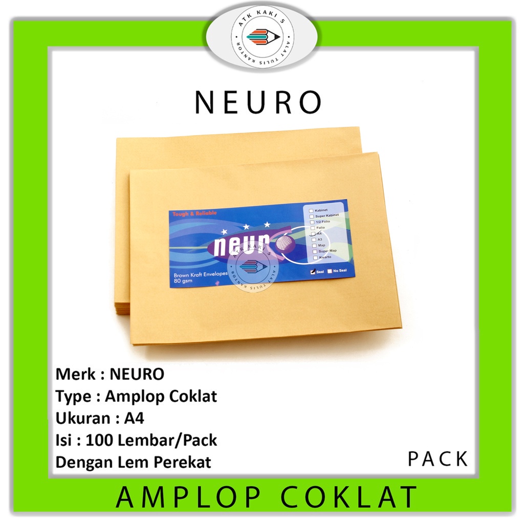 

NEURO - Amplop Coklat Ukuran A4 Seal - Pack
