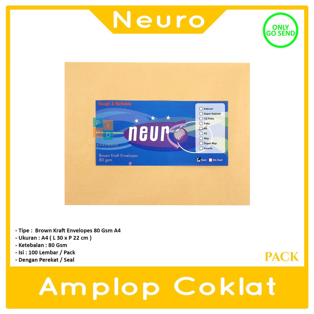 

NEURO - Amplop Coklat Ukuran A4 ( 30 x 22 cm ) Seal - Pack