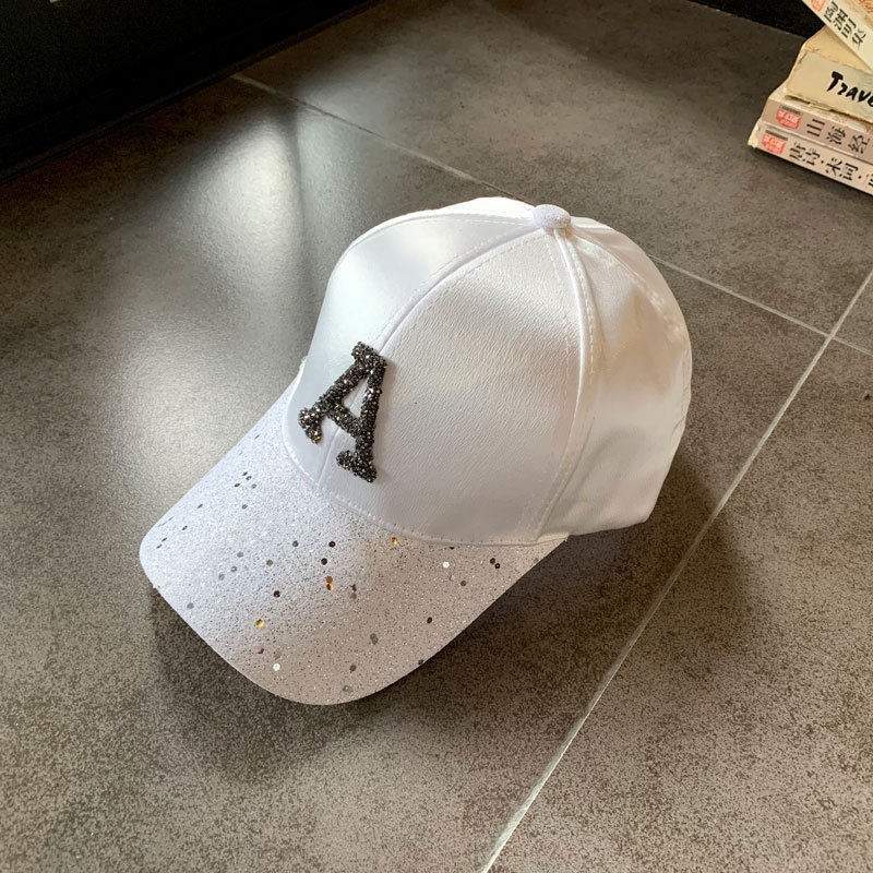 Topi Baseball Pria Wanita Korea Logo A Satin Glitter Mewah Gaya Jepang Fashion Casual Import BSBW