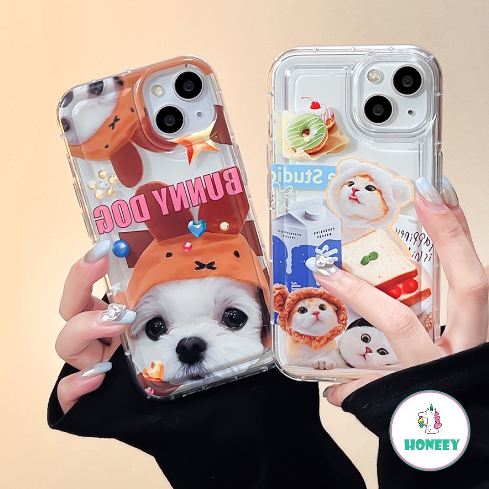 IPHONE Casing Airbag Kucing Dan Anjing Yang Indah Untuk Iphone11 12/12 Pro 13 14 Pro Max XR XS 87plus Hewan Graffiti Shockproof Back Cover