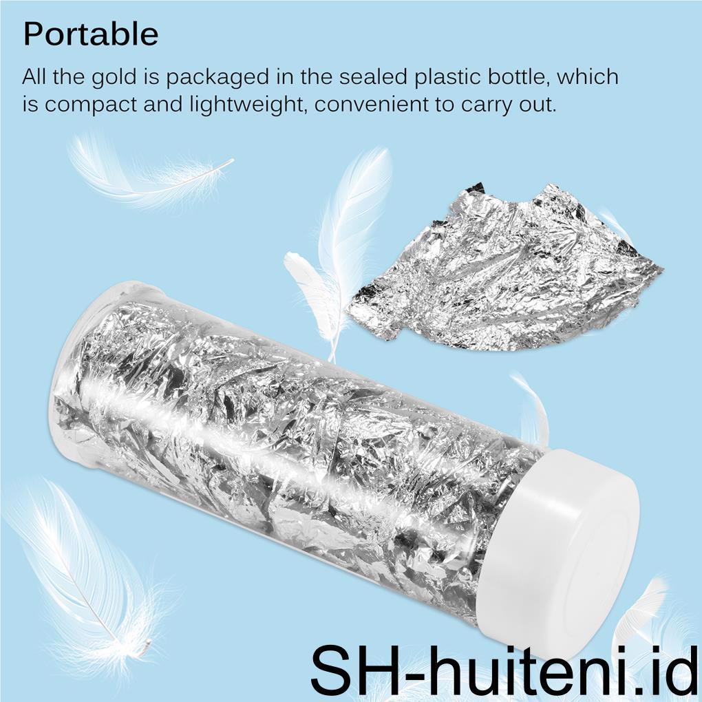 Silver Leaf Flake Reusable Foil Emas Tahan Air Foil Metalik Serpihan DIY Supply Kertas Emas Untuk Kerajinan Paku Patung