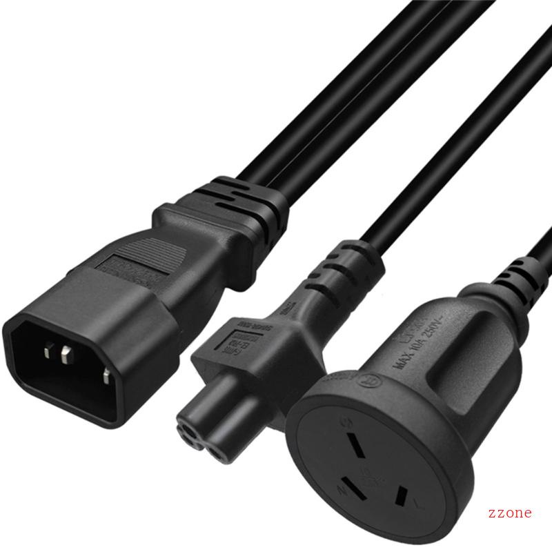 Zzz 1ft IEC320 C14 Ke IEC320 C5+AU10A Kabel Listrik 1in2 Out Y-splitter Adapter Line