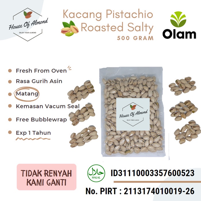 

New Arrival Kacang Pistachio Roasted 500gr salty (matang)