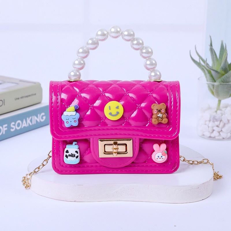 FY Tas Jelly Mini Bahan Glosy dengan Karakter Stiker 3D Cute ada 2Model Tas selempang Wanita