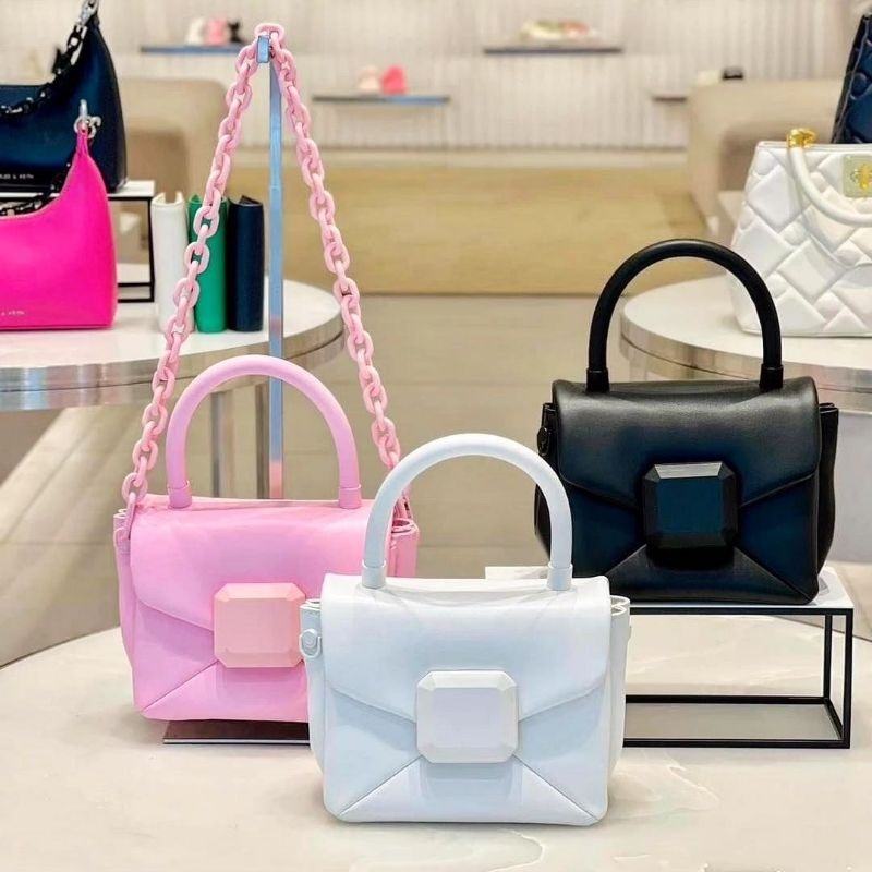 SALE 12.12 CK Geometric Push-Lock Top Handle Bag