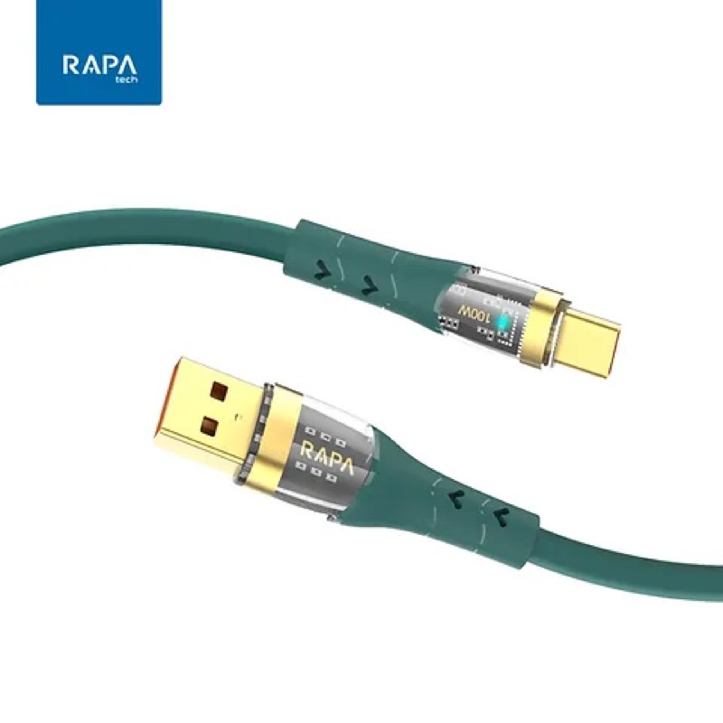 RAPAtech Crystal Kabel Data Type C 5A Quick Charge Up To 100W Transparant Data Cable Premium Quality Usb C Line Crystal original bergaransi