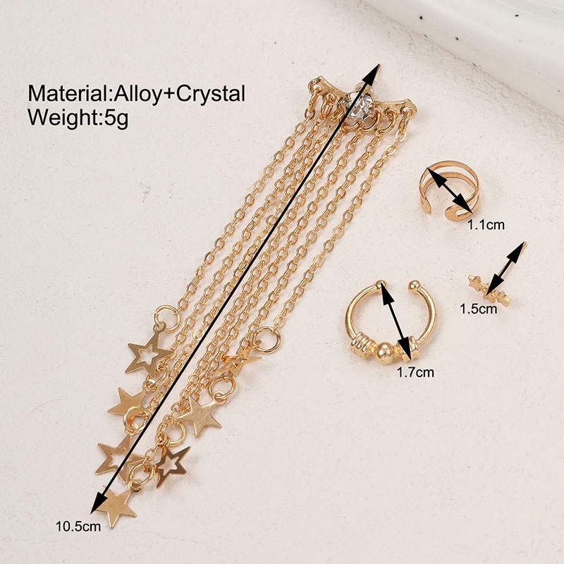 4pcs /set Anting Fashion Alloy Berlian Imitasi Bintang Geometris Untuk Anak Perempuan