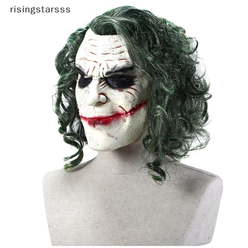 Rsid Span-new Halloween Joker Cosplay Horror Topeng Badut Seram Dengan Jelly Rambut Hijau