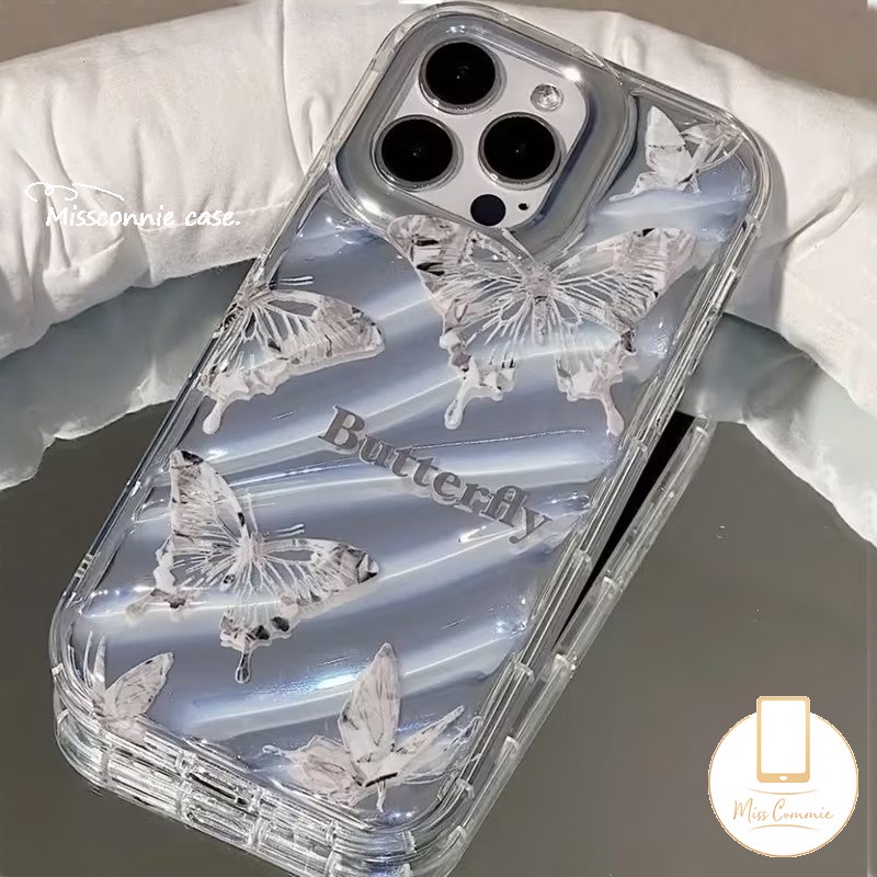 IPHONE Ins Transparan Butterfly Laser Card Paper Case Kompatibel Untuk Iphone14 12 11 13 Pro Max6 6S 7 8 Plus XR X XS MAX SE 2020kreativitas 3D Stereo Pola Korgasi Shockproof Cover