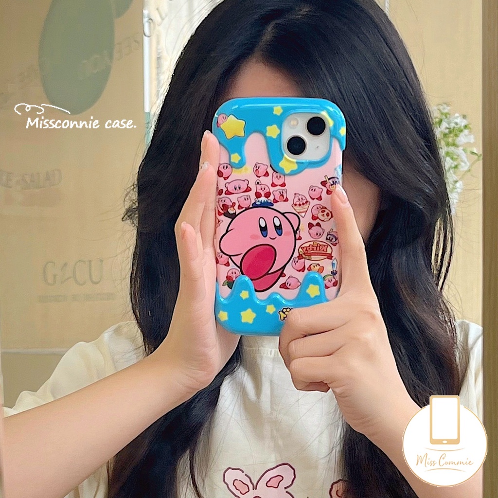 Kartun Lucu Kirby Case Kompatibel Untuk IPhone 7Plus 8Plus 14 11 13 12 Pro Max XR X7 8 Plus XS Max Shockproof Stars 3D Ice Cream Lembut Tpu Phone Cover