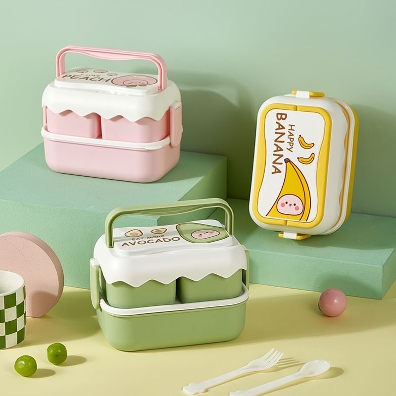 Lunch Box Set Kotak Makan Anak 3 Sekat Susun Tebal Tahan Panas WL-102