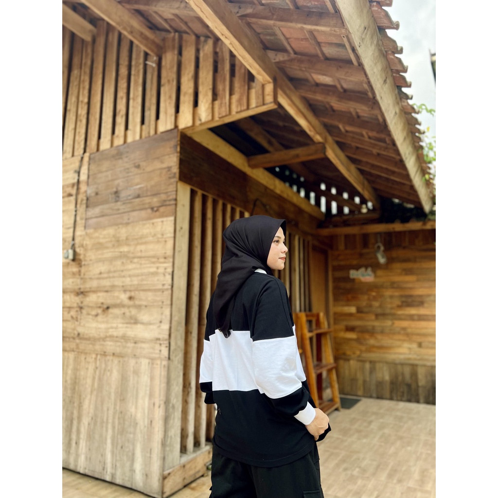 Polo Rugby Shirt Oversize Busui Friendly Top Hijab Friendly