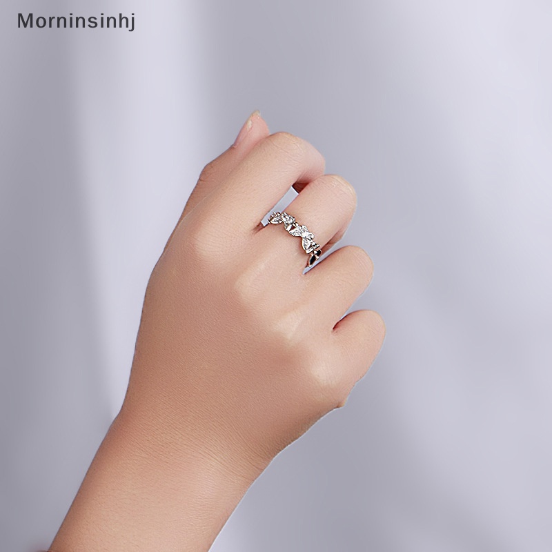 Mornin Mode Baru Kupu-Kupu Cincin Shiny Cubic Zirconia Daun Geometris Adjustable Jari Cincin Gadis Minimalis Dainty Jewlery Hadiah id