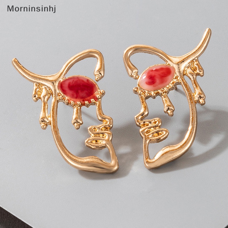 Mornin Punk Wajah Manusia Drop Anting-Anting Untuk Wanita Retro Abstrak Berongga Keluar Pernyataan Mode Hiperbole Menjuntai Anting-Anting Perhiasan Hadiah id