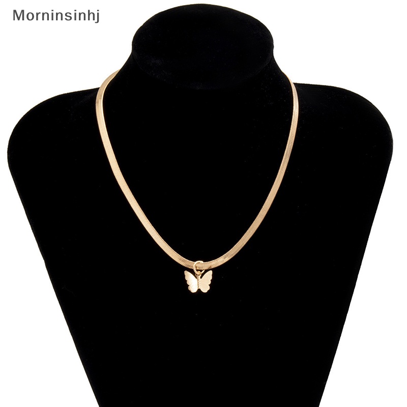 Mornin Fashion Rantai Ular Datar Wanita Kalung Liontin Kupu-Kupu Kalung Perhiasan id