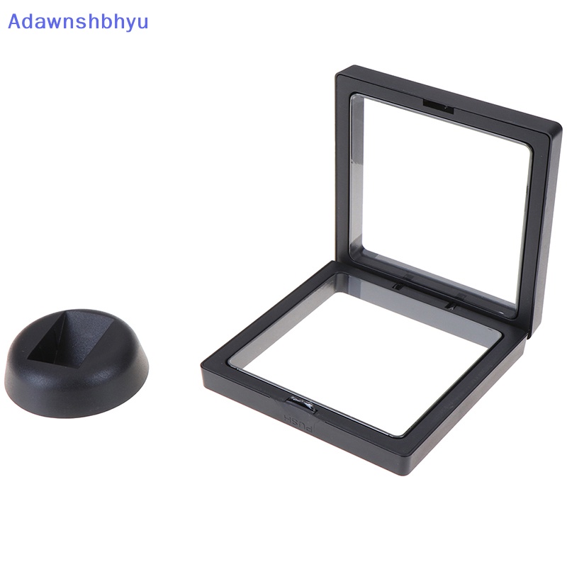 Adhyu 90*90mm Hitam 3D floag Perhiasan Koin display frame holder Kotak case w/ stand ID