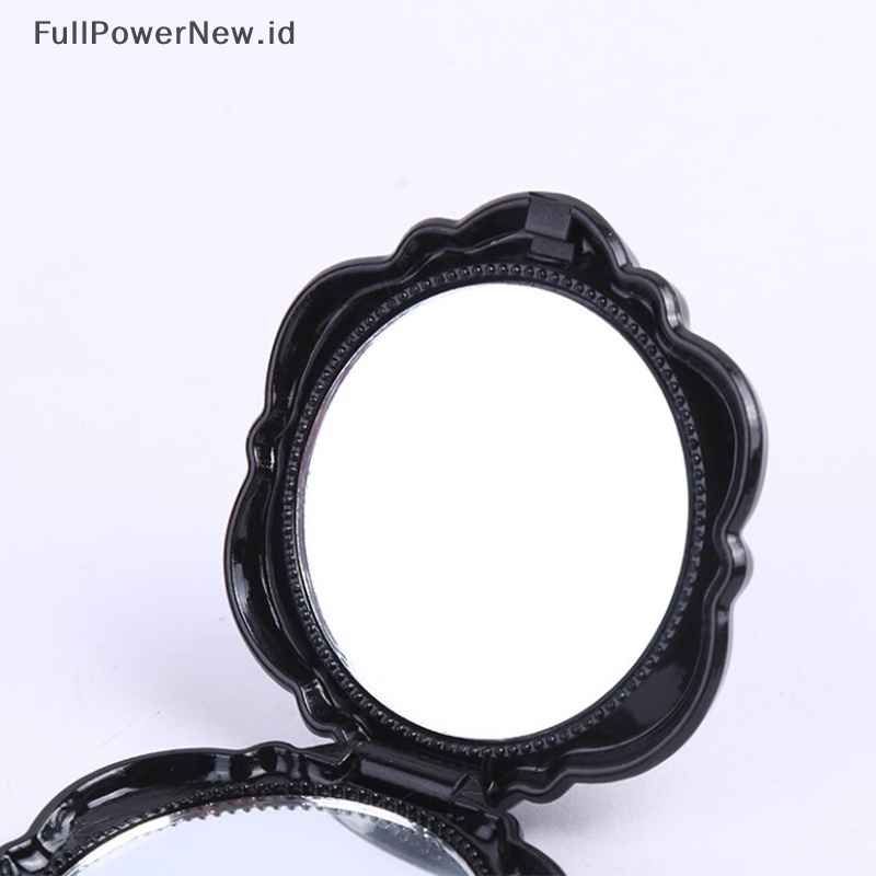 Power Mirror Retro Bunga Mawar Cermin Rias Saku Kecil Cermin Tangan Dua Sisi ID