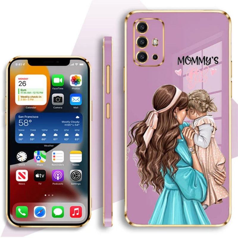 Soft TPU Super Mom Case for Oppo A9X A92019 F11 11PRO RENO RENO34G F15 A91 RENO44G RENO54G/5G RENO5K RENO64G RENO74G RENO84G F21PRO4G F21SPRO4G RENO7Z5G RENO8Z A9 Electroplate Little Girl Shockproof Cases Square Edge Cover Scratch Resistant Casing