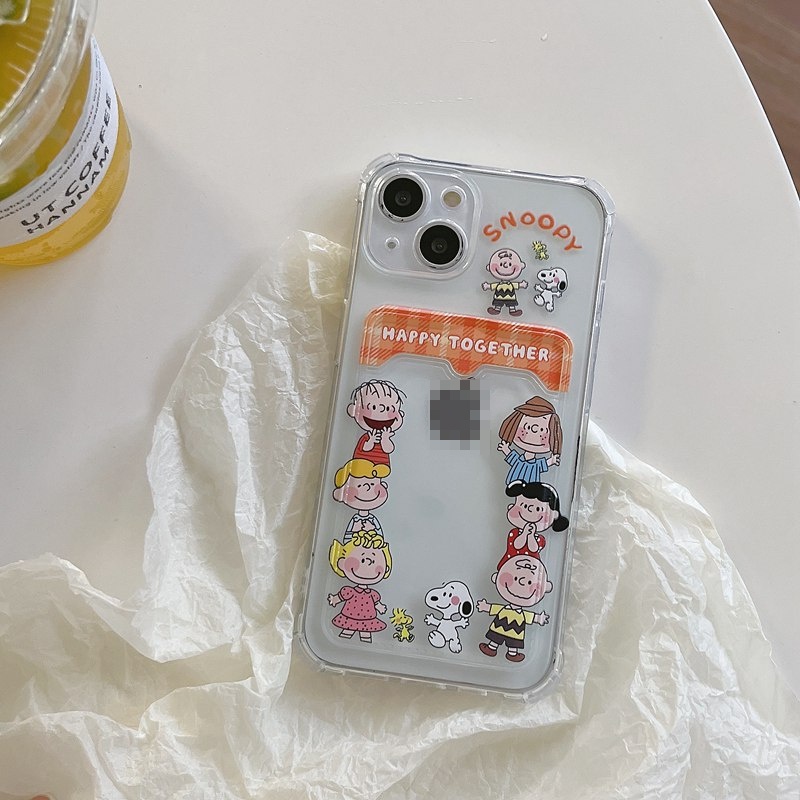 Card Case Picnic Snoopy Friends Soft Case HP iP iPhone 14 13 12 11 Pro X XS XR Max 7 8 + Plus FTD Casing Apple