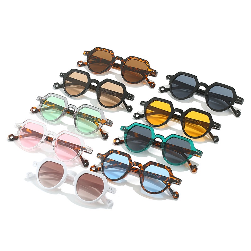 (YUZHU) Ins Gaya Bingkai Kecil Kacamata Bulat Vintage Fashion Candy Color Sunshade Sunglasses