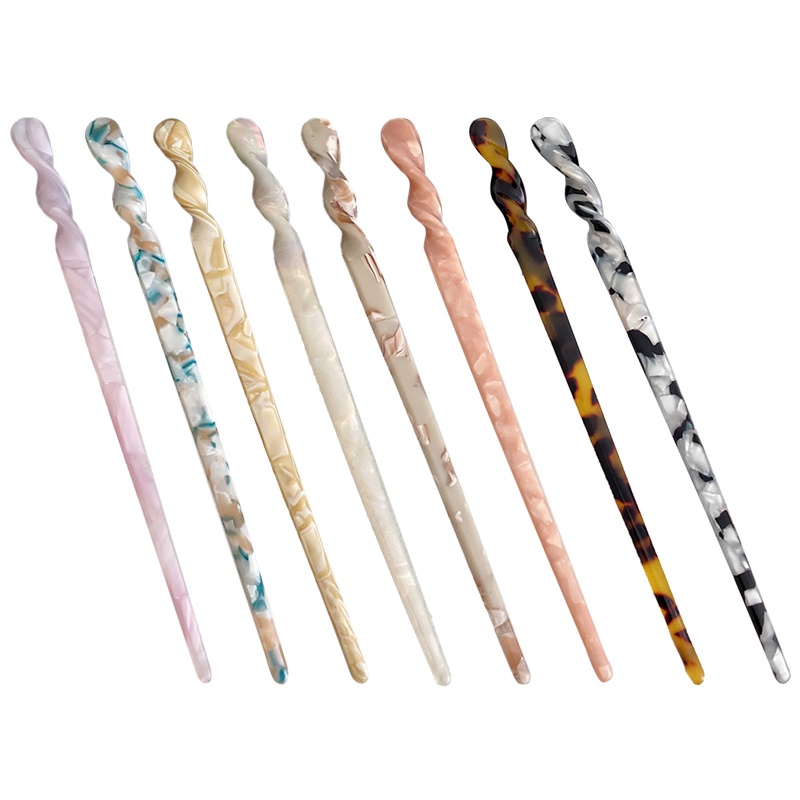 Woman Vintage Hair Stick Gaya Cina Resin Chopstick Marble Leopard Print Jepit Rambut Aksesoris Rambut Untuk Gadis Hiasan Kepala Elegan