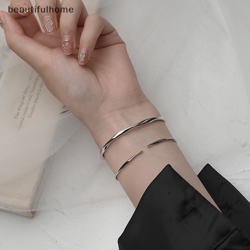 {beautifulhome} 999gelang Perak Mobius Sterling Perhiasan Halus Elegan Gelang Terbuka Desain Vintage Gelang Adjustable Halus Perhiasan Pesta Hadiah Aksesoris.