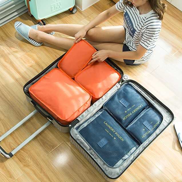 Tas Travel Bag Laundry Organizer Packing Cubes Multi Size 6 PCS  BURNHILDA